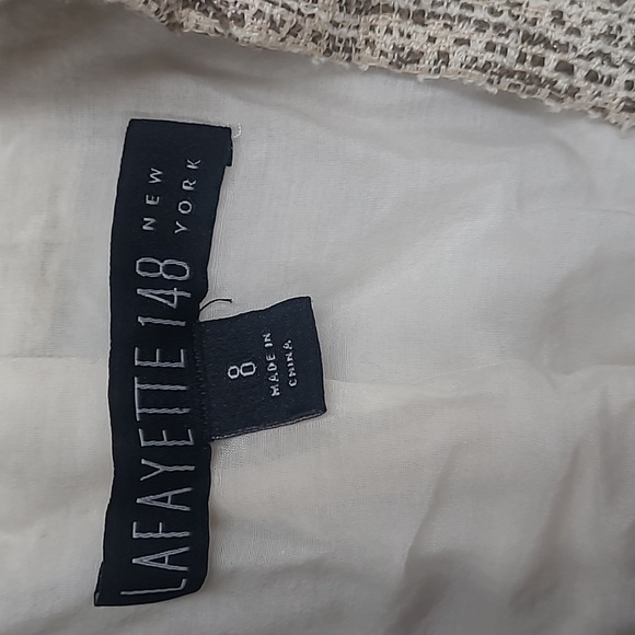 Lafayette 148 Womens Cream/Tan Tweed Textured Blazer Jacket Size 8 - Picture 8 of 12